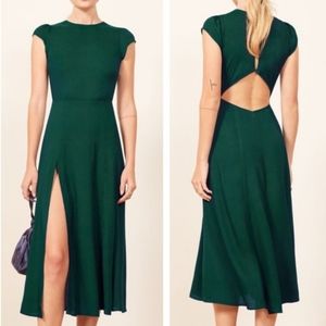 Reformation "Gavin" Dress - Evening Gown Green with Crew Neck (NEW no tag)